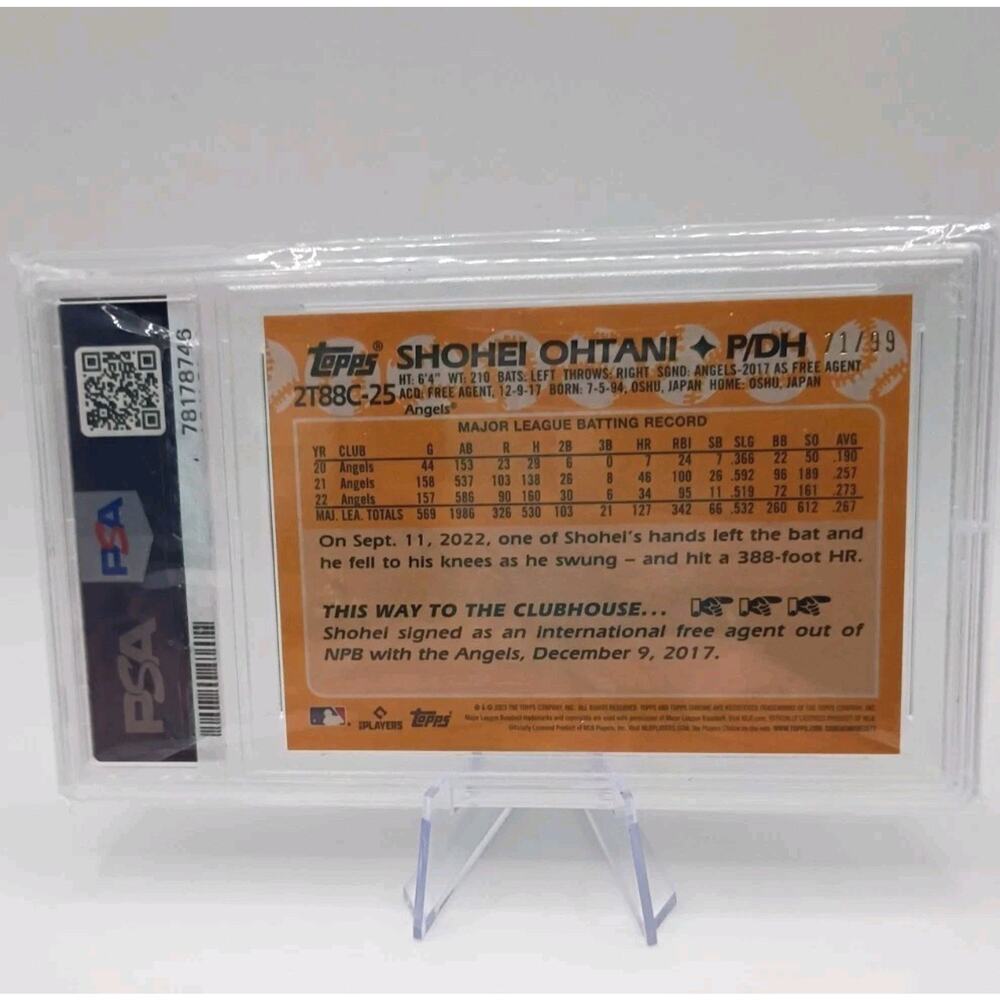 Shohei Ohtani #2T88C25 Topps Silver Pack 2023 Green REFRACTOR SP #71/99 PSA 9 - Picture 8 of 9